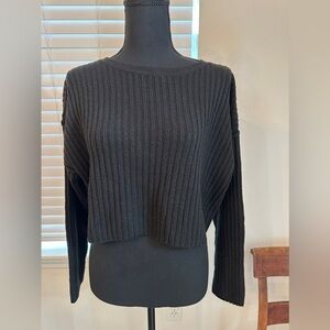 TopShop Black Cropped Knit Sweater in black size XS